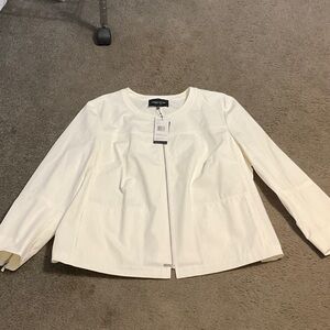 Lafayette 148 New York Cream Zip-Front Blazer Jacket